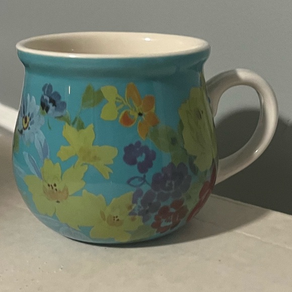 🌺 EUC Pioneer Woman QVC Rare Belly Mug/Cup, Qty 1, Teal Blue - Picture 5 of 6